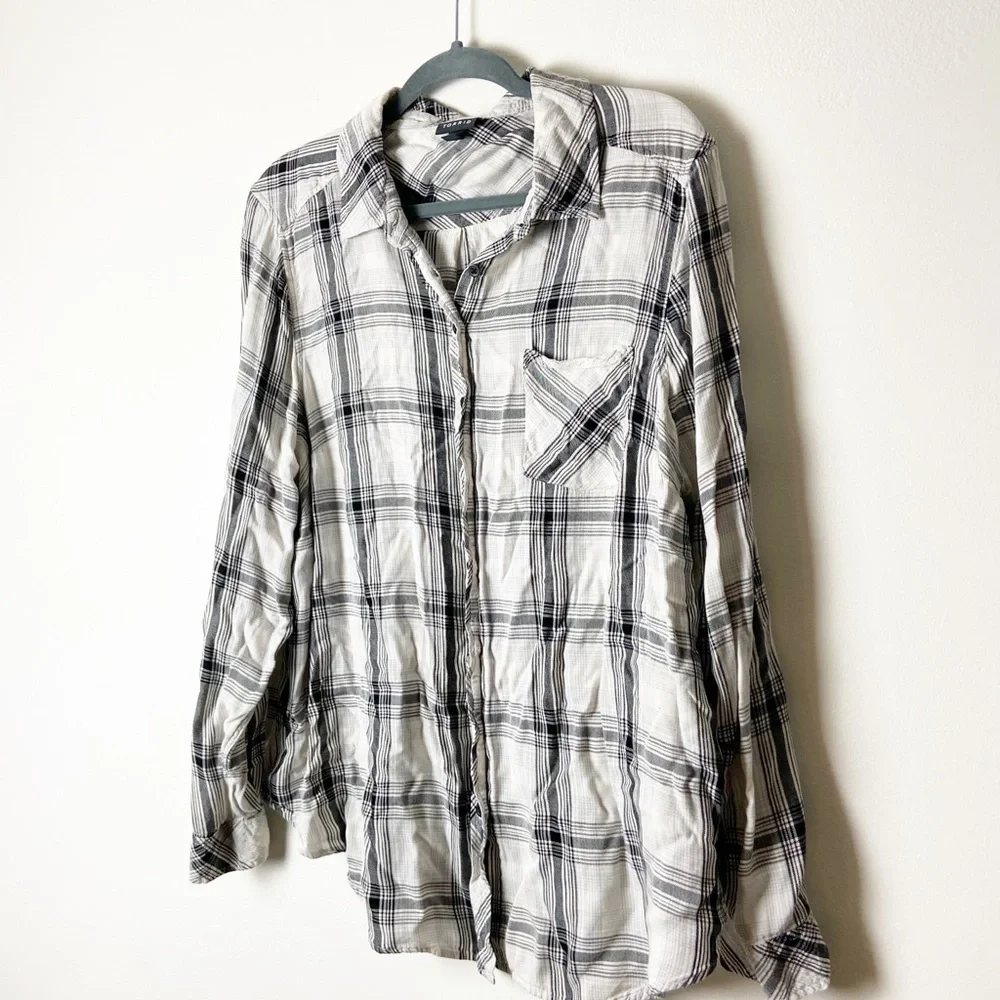 TORRID • Women’s White Plaid Twill Shirt Button Down Size 1X - Picture 3 of 8